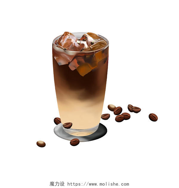 夏季冰爽咖啡 咖啡元素 夏季冰凉饮品 PNG素材